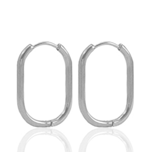 Roestvrij stalen (RVS) Stainless steel oorbellen creolen ovaal Silver