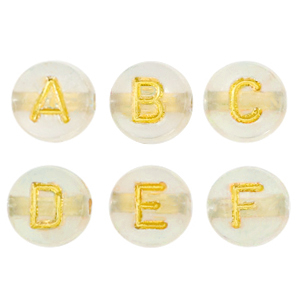 Letterkralen van acryl Gold transparent