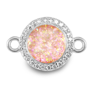 Brass TQ metaal bedels tussenstuk 12mm enamel Silver-light pink