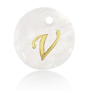 Schelp hangers specials letter V Gold-white (natuurlijke kleur)