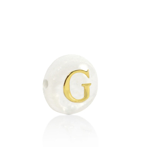 Schelp kralen letter G Gold-white (natuurlijke kleur)