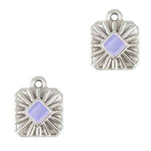 Bedels DQ metaal vierkant Antiek zilver-lavender purple (nikkelvrij)