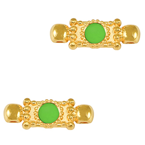 Bedels DQ metaal tussenstuk Goud-neon green (nikkelvrij)
