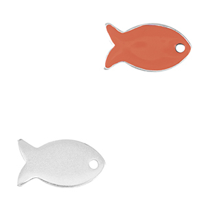 Bedels DQ metaal vis Antiek zilver-coral red (nikkelvrij)