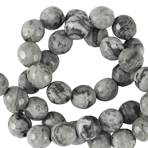 Natuursteen kralen dolomiet 6mm facet geslepen Adagio grey