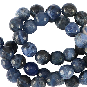 Natuursteen kralen sodaliet 6mm facet geslepen California blue
