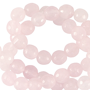 Natuursteen kralen melkkwarts 6mm facet geslepen Sweet rose