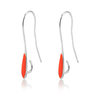 Onderdelen DQ metaal oorbellen / oorhangers Antiek zilver-red (nikkelvrij)