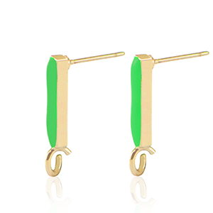 Onderdelen DQ metaal oorstekers bar Goud-neon green (nikkelvrij)