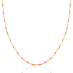 Roestvrij stalen (RVS) Stainless steel kettingen Neon fuchsia pink-gold