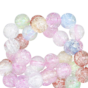 6 mm glaskralen crackle Multicolour