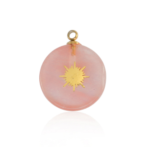 Roestvrij stalen (RVS) Stainless steel bedels sun Gold-pink
