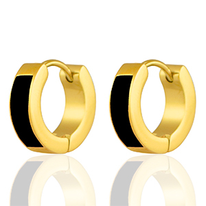 Roestvrij stalen (RVS) Stainless steel oorbellen Black-gold