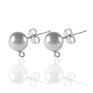 Roestvrij stalen (RVS) Stainless steel oorbellen / oorstekers met oogje 6mm Zilver