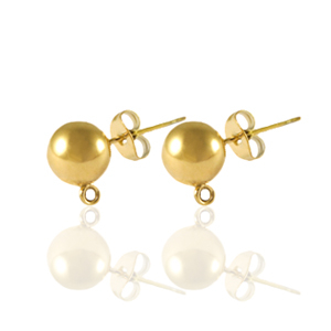 Roestvrij stalen (RVS) Stainless steel oorbellen / oorstekers met oogje 5mm Goud