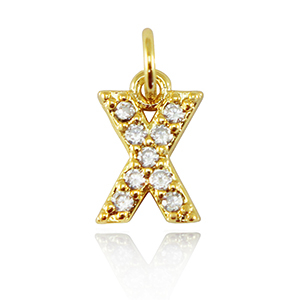 Brass TQ metaal bedels initial X Gold