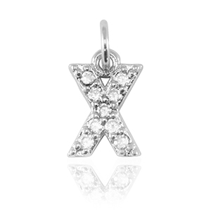 Brass TQ metaal bedels initial X Silver