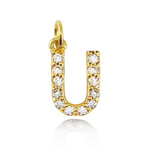 Brass TQ metaal bedels initial U Gold