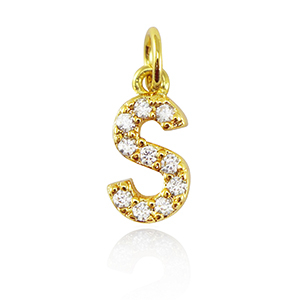 Brass TQ metaal bedels initial S Gold