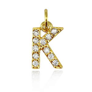 Brass TQ metaal bedels initial K Gold