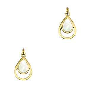 Roestvrij stalen (RVS) Stainless steel bedels schelp druppel Gold-white (natuurlijke kleur)