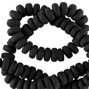 Polymeer kralen rondellen 7mm Black