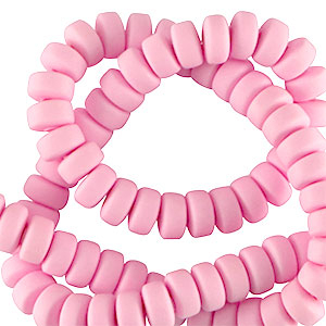Polymeer kralen rondellen 7mm Pure pink