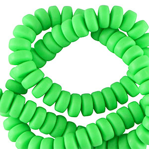 Polymeer kralen rondellen 7mm Neon green