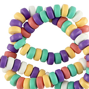 Polymeer kralen rondellen 7mm Multicolour vintage