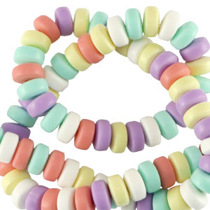 Polymeer kralen rondellen 7mm Multicolour pastel