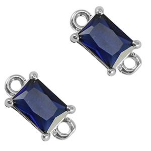 Tussenstukken van crystal glas rechthoek Royal blue-silver