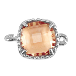 Tussenstukken van crystal glas vierkant Peachy rose-silver