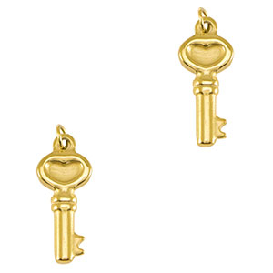 Roestvrij stalen (RVS) Stainless steel bedels sleutel Gold