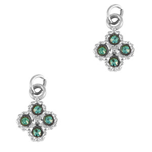 Roestvrij stalen (RVS) Stainless steel bedels bloem Silver-blue