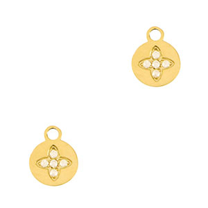 Roestvrij stalen (RVS) Stainless steel bedels bloem Gold