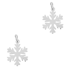 Roestvrij stalen (RVS) Stainless steel bedels sneeuwvlok Silver