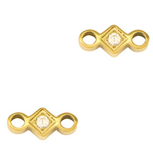Roestvrij stalen (RVS) Stainless steel bedels / tussenstuk ruit Gold