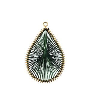 Gehaakte hanger met macram&eacute; draad druppel Dark green
