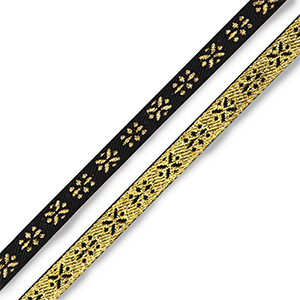 Lint met tekst flowers Black-gold