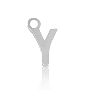 Roestvrij stalen (RVS) Stainless steel bedels initial Y Silver