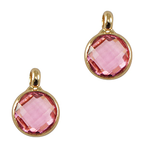 Hangers van crystal glas 7mm Pink-gold