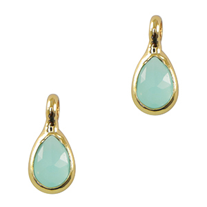Hangers van crystal glas druppel Light blue-gold