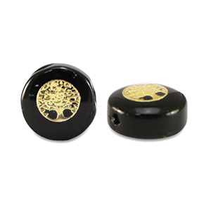 Glaskralen rondellen tree of life Black-gold