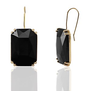 Oorbellen / oorstekers van Crystal Glass rechthoek Black-gold