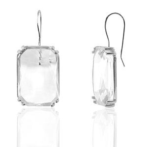 Oorbellen / oorstekers van Crystal Glass rechthoek Crystal-silver
