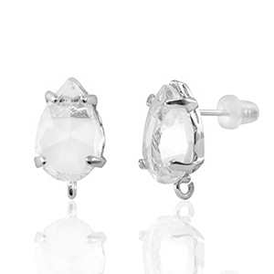 Oorbellen / oorstekers van Crystal Glass met oogje druppel Crystal-silver
