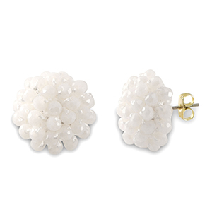 Top facet oorbellen met oogje White