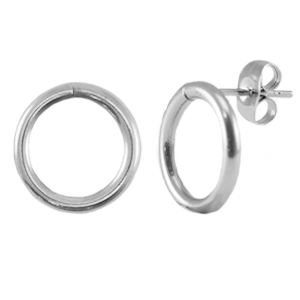 Roestvrij stalen (RVS) Stainless steel onderdelen oorbellen / oorstekers 14mm Silver