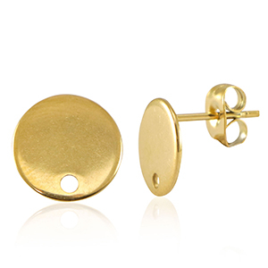 Roestvrij stalen (RVS) Stainless steel onderdelen oorbellen / oorstekers met oogje 10mm Gold