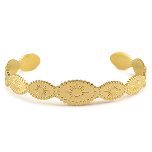 Roestvrij stalen (RVS) Stainless steel armbanden bangle sun Gold